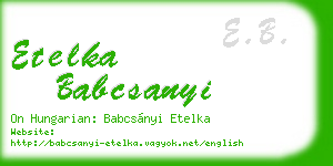 etelka babcsanyi business card